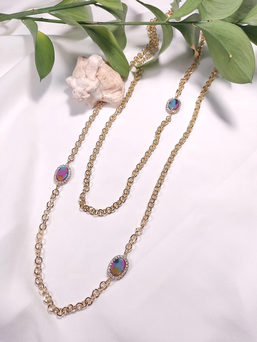 Κολιέ 2 σειρών με στοιχεία με στρας