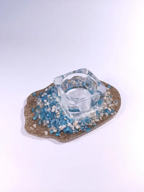 Διακοσμητική βάση ρεσό από υγρό γυαλί με πετραδάκια