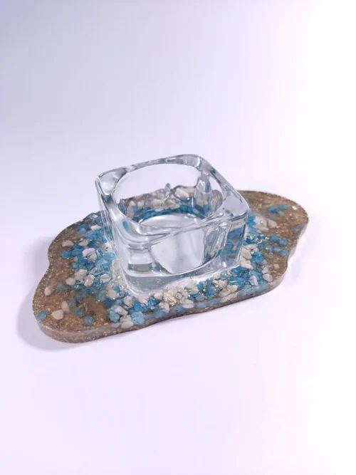 Διακοσμητική βάση ρεσό από υγρό γυαλί με πετραδάκια