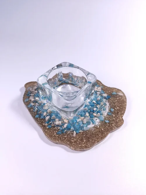 Διακοσμητική βάση ρεσό από υγρό γυαλί με πετραδάκια