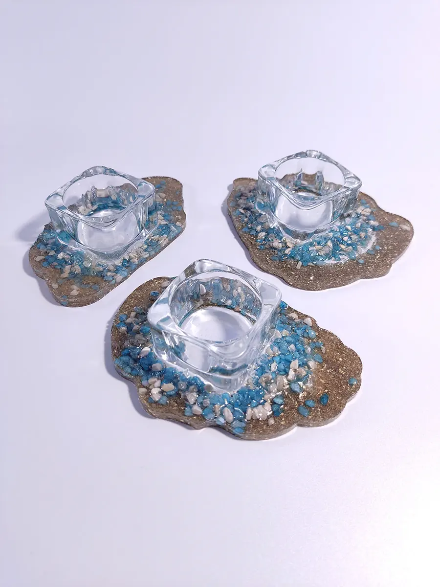 Διακοσμητική βάση ρεσό από υγρό γυαλί με πετραδάκια