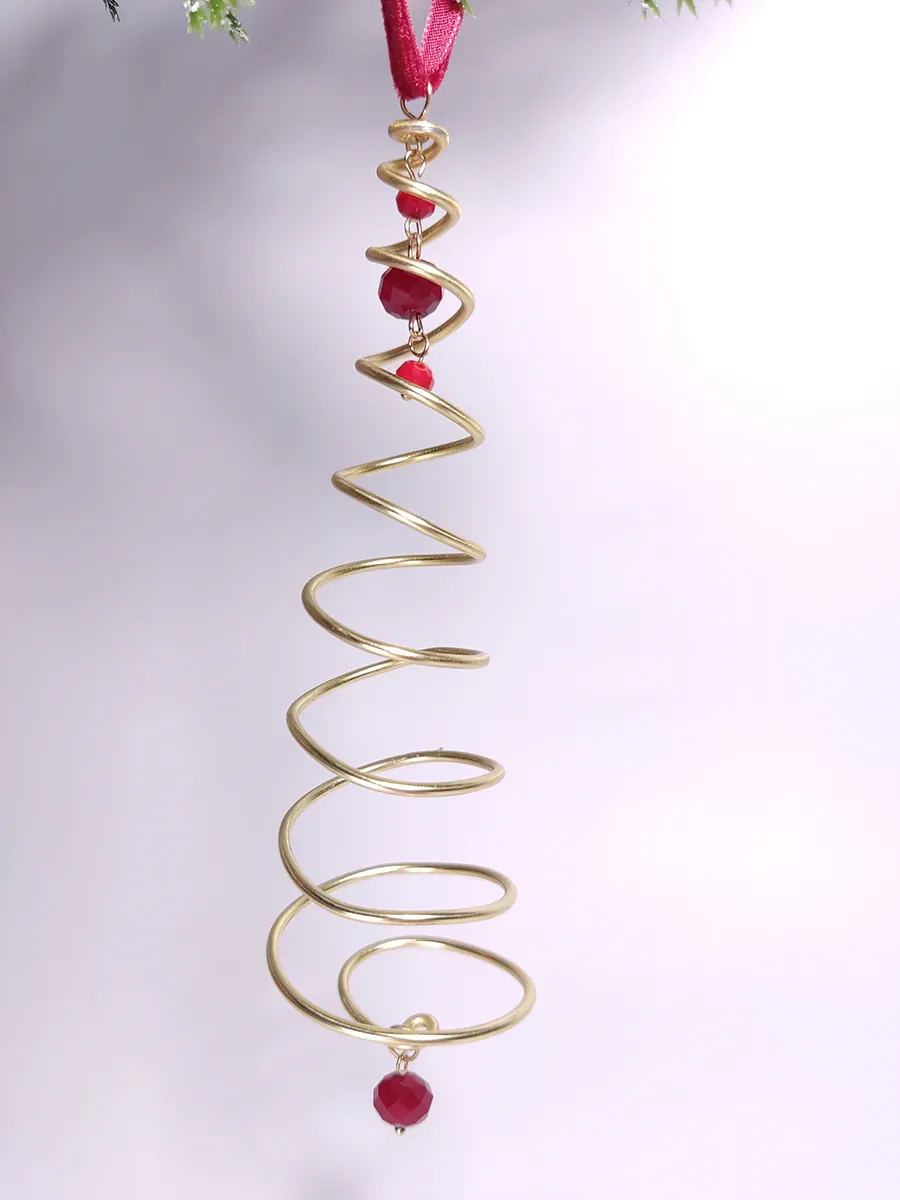 Στολίδι στριφογυριστό δεντράκι χρυσό χειροποίητο