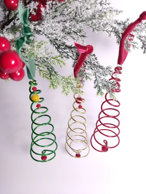 XMAS-0023 (10) Σετ δώρου 3τεμ στριφογυριστά δεντράκια χειροποίητα