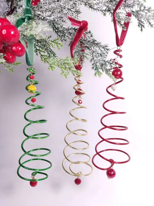 XMAS-0023 (5) Σετ δώρου 3τεμ στριφογυριστά δεντράκια χειροποίητα