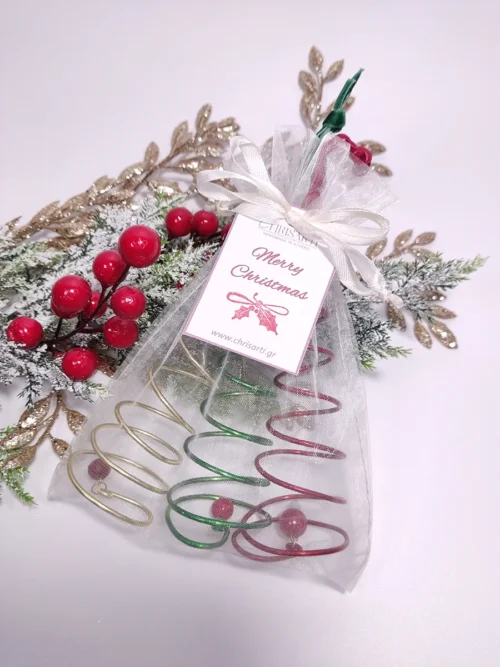 XMAS-0023 (6) Σετ δώρου 3τεμ στριφογυριστά δεντράκια χειροποίητα