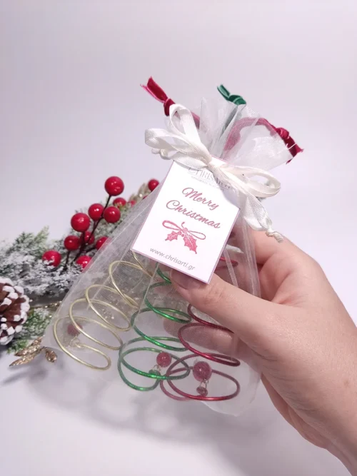 XMAS-0023 (8) Σετ δώρου 3τεμ στριφογυριστά δεντράκια χειροποίητα