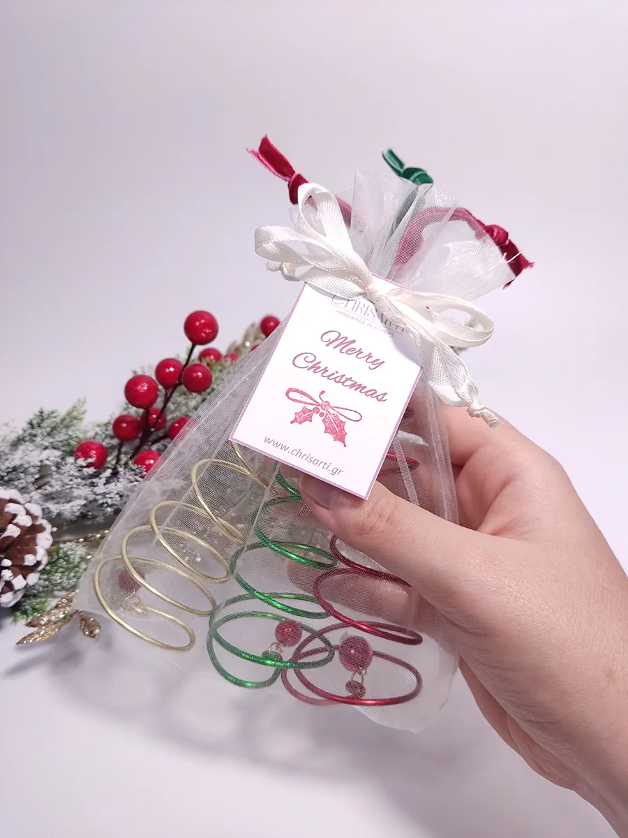 Σετ 3τεμ στριφογυριστά δεντράκια στολίδια χειροποίητα