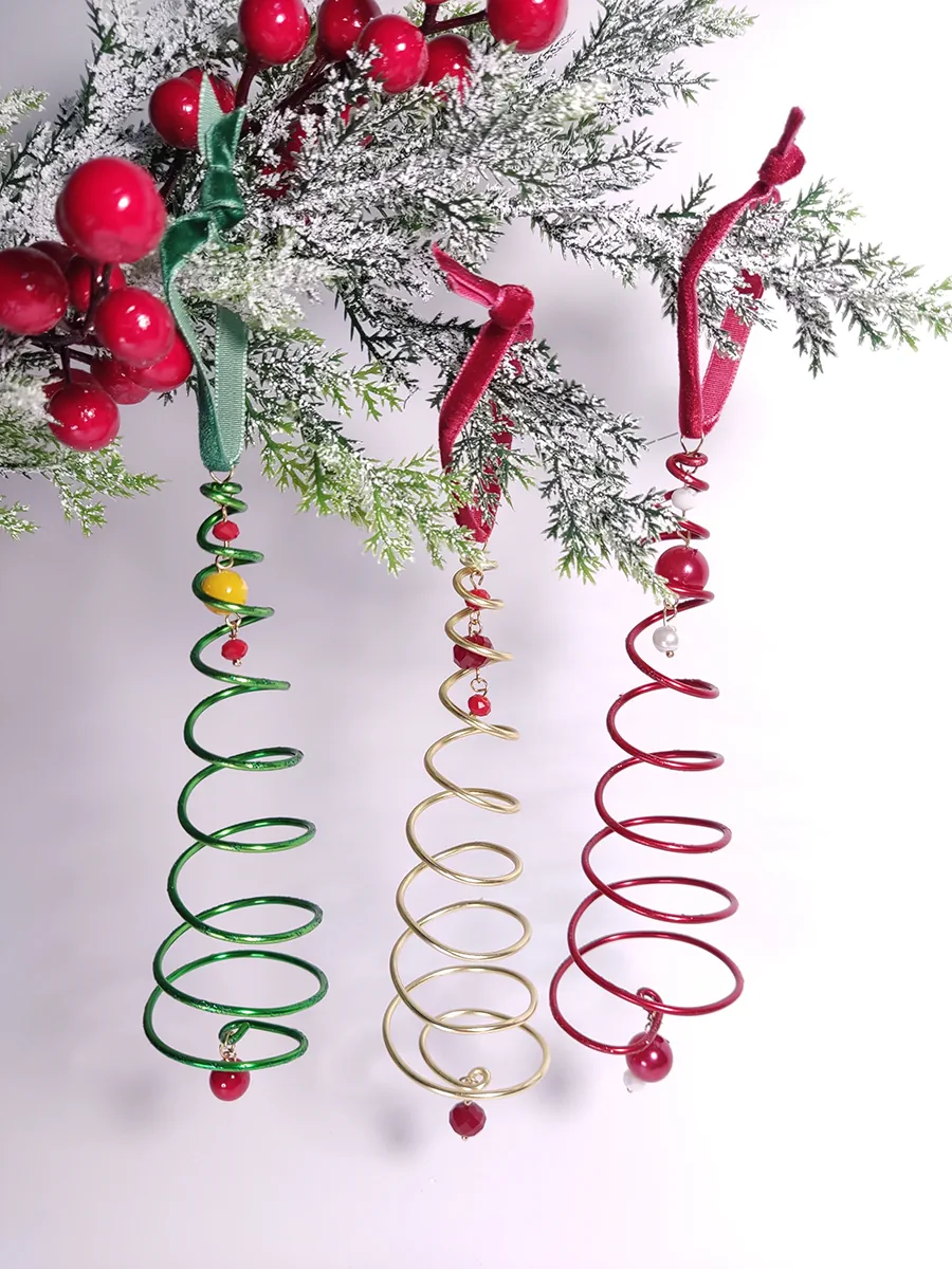 Σετ 3τεμ στριφογυριστά δεντράκια στολίδια χειροποίητα