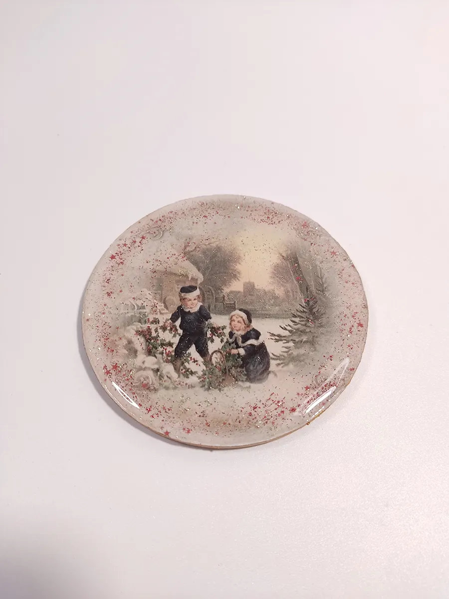 Σουβέρ ξύλινα Χριστουγεννιάτικα στρογγυλά σετ 4 τμχ