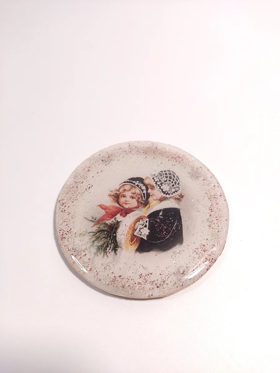 Σουβέρ ξύλινα Χριστουγεννιάτικα στρογγυλά σετ 4 τμχ