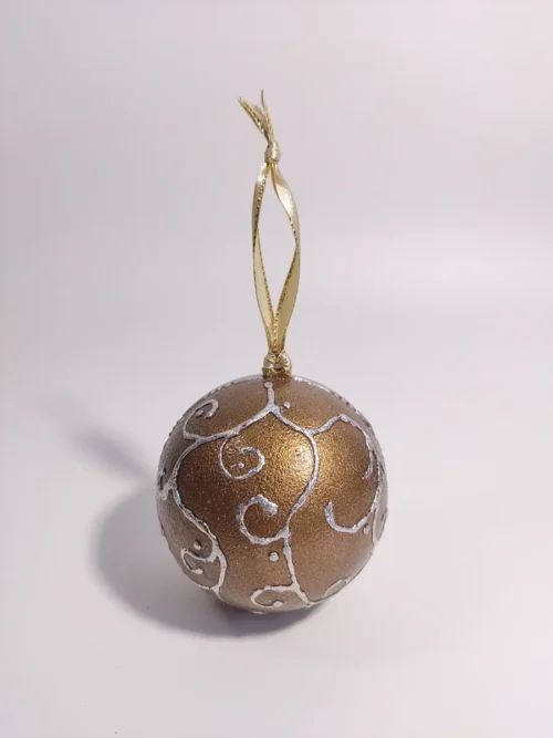 Σετ 2 χειροποίητα στολίδια μπάλες 8cm χρυσές με εικόνες με κερί
