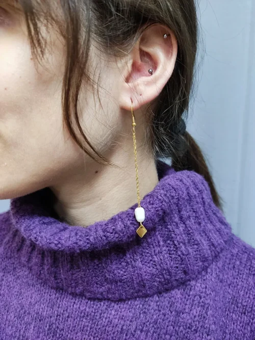 EARRING-0002 (2) Σκουλαρίκια ατσάλινα με λευκά φυσικά μαργαριτάρια