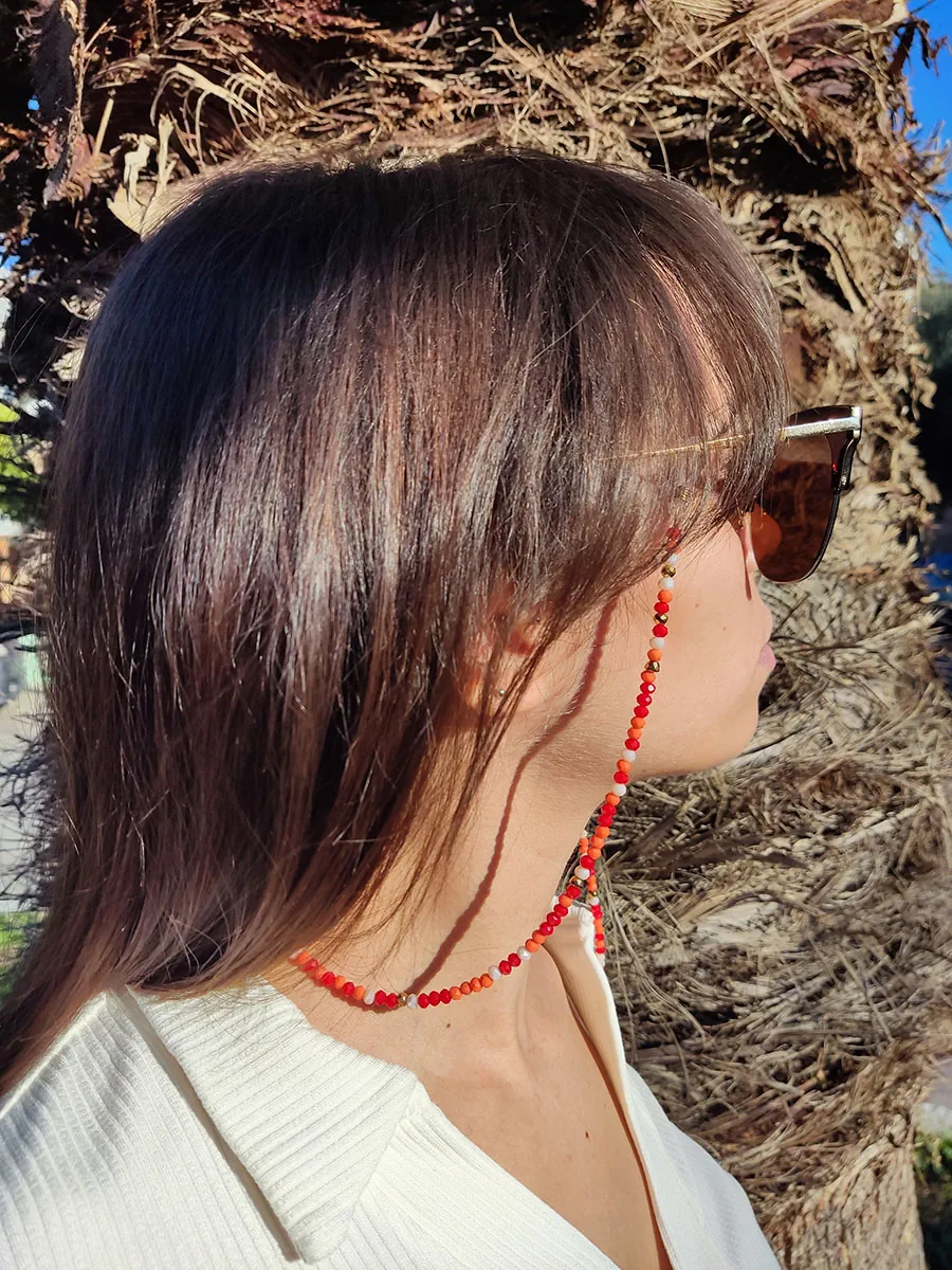 Αλυσίδα γυαλιών με κοραλί κρύσταλλα