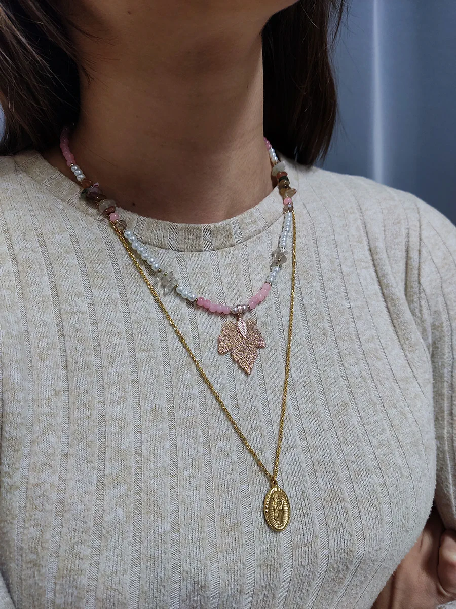 NECKLACE-0041 (3) Αλυσίδα ατσάλινη χρυσή με οβάλ στοιχείο με αγιογραφία