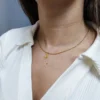 NECKLACE-0047 (2) Αλυσίδα ατσάλινη χρυσή με ημισέληνο