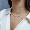 NECKLACE-0047 (3) Αλυσίδα ατσάλινη χρυσή με ημισέληνο
