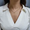 NECKLACE-0051 (1) Αλυσίδα ατσάλινη χρυσή με σταυρό