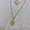 NECKLACE-0052 Αλυσίδα ατσάλινη χρυσή με οβάλ στοιχείο με αγιογραφία