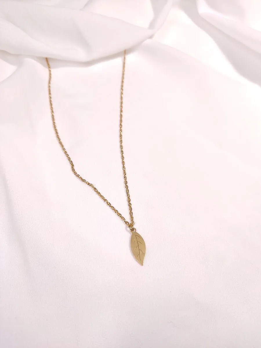 Αλυσίδα ατσάλινη χρυσή με φύλλο
