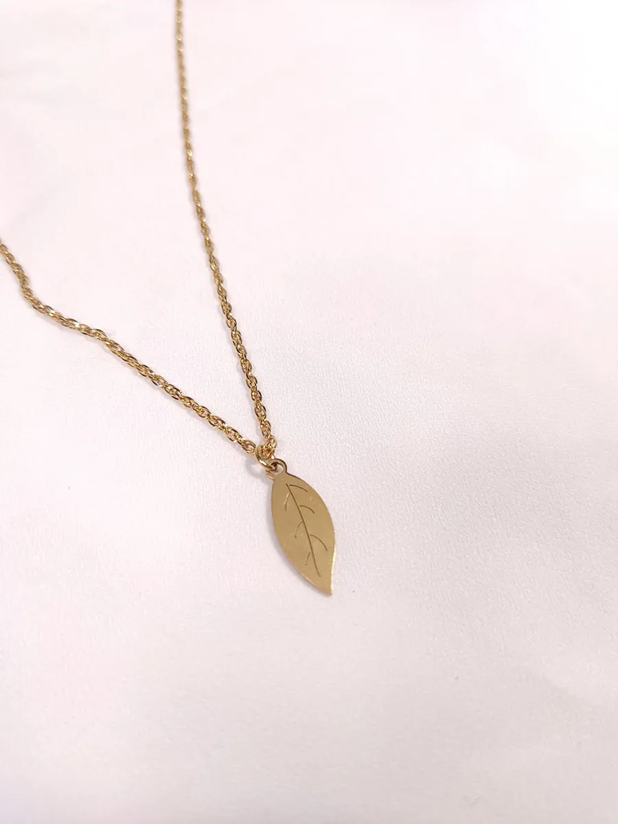 Αλυσίδα ατσάλινη χρυσή με φύλλο