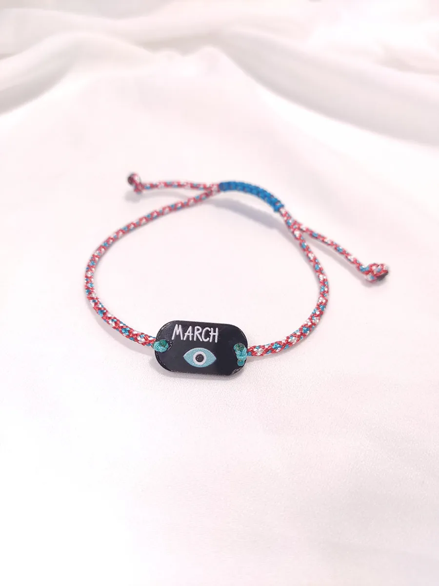 Βραχιόλι Μαρτάκι με στρογγυλό κορδόνι & μαύρο στοιχείο "Μάρτης"