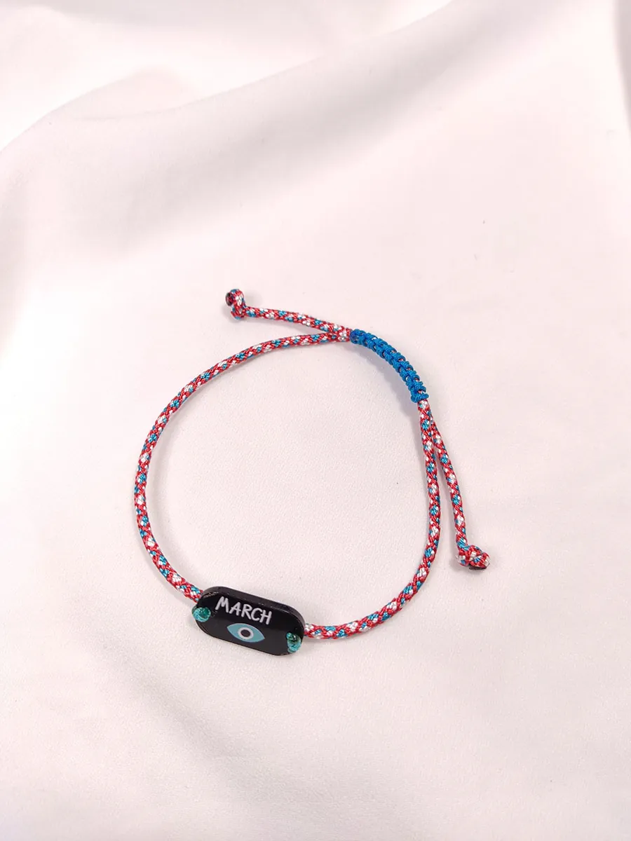 Βραχιόλι Μαρτάκι με στρογγυλό κορδόνι & μαύρο στοιχείο "Μάρτης"