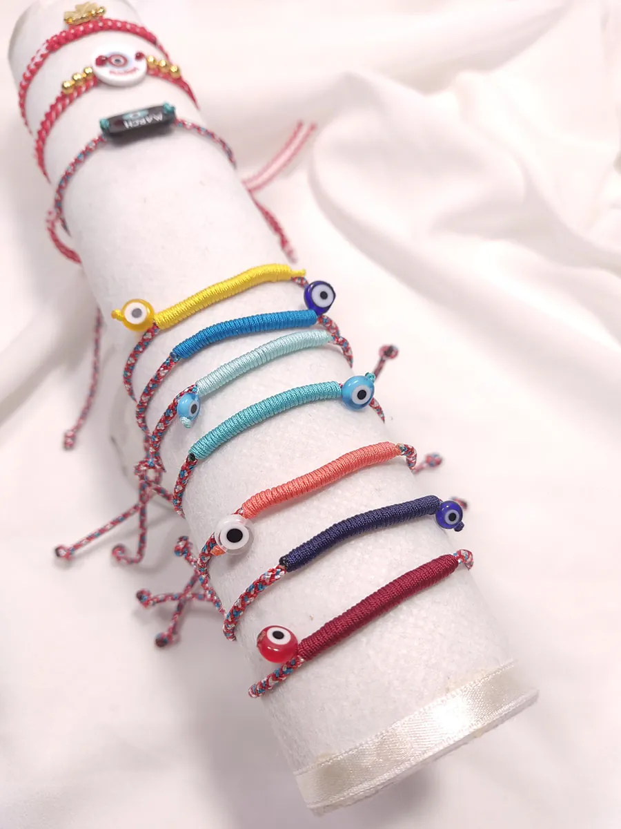 MARCHBR-0004 (3) Βραχιόλι Μαρτάκι με κοραλί κορδόνι & ματάκι