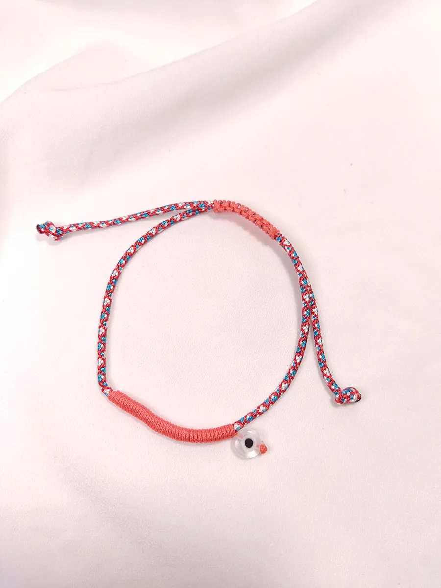 MARCHBR-0009 (2) Βραχιόλι Μαρτάκι με κοραλί κορδόνι & ματάκι
