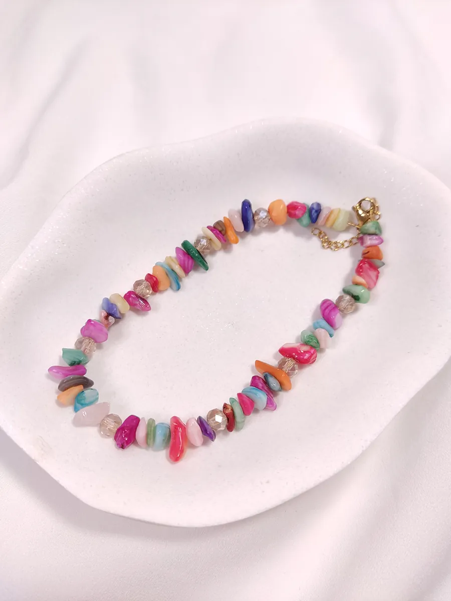 Βραχιόλι ποδιού πολύχρωμο με φίλντισι & κρύσταλλα