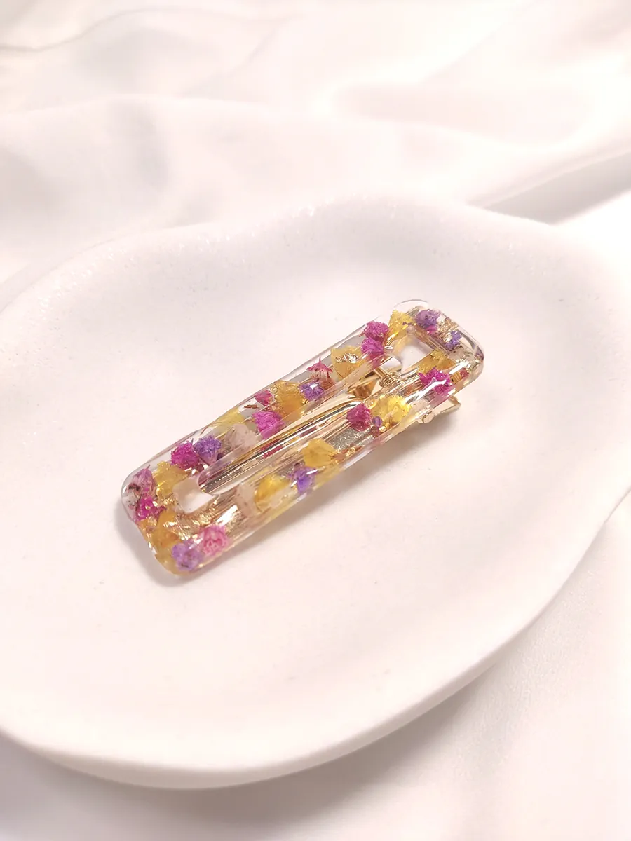 Κλιπ μαλλιών με γυψοφίλη & αμάραντο