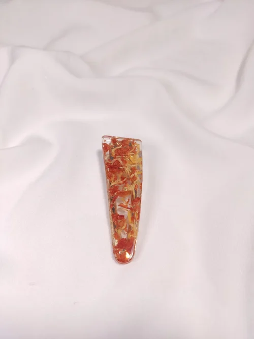 Κλιπ μαλλιών με πορτοκαλί & κίτρινα πέταλα