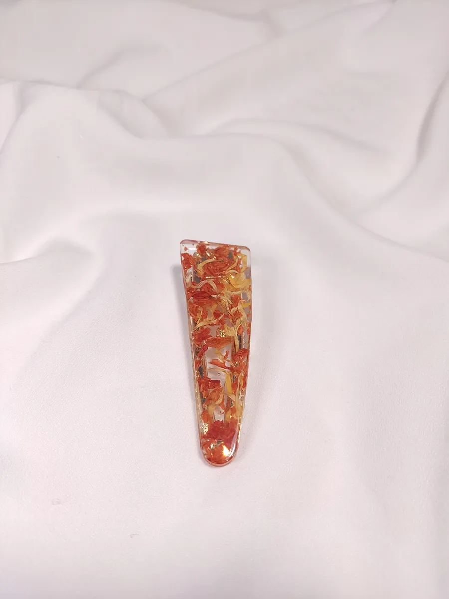 Κλιπ μαλλιών με πορτοκαλί & κίτρινα πέταλα