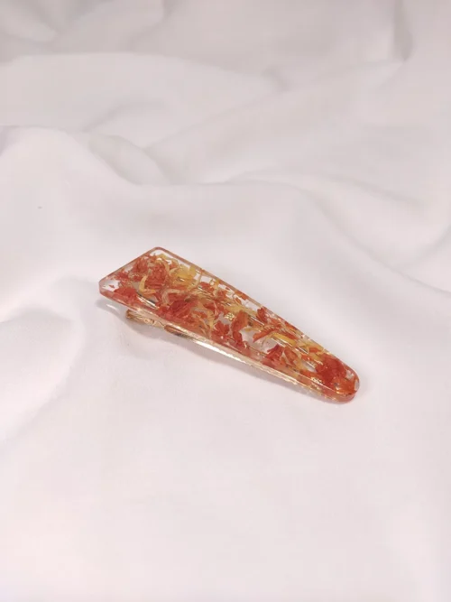 Κλιπ μαλλιών με πορτοκαλί & κίτρινα πέταλα