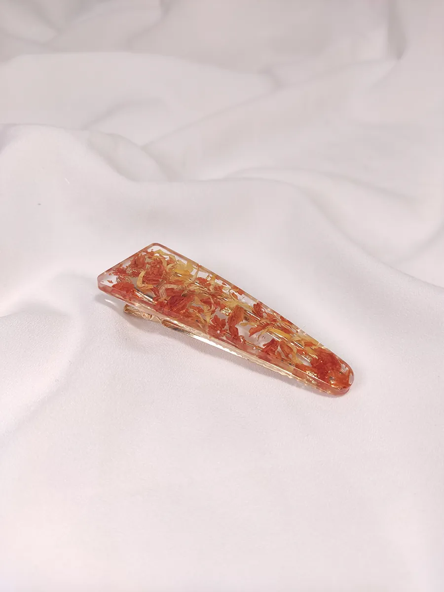 Κλιπ μαλλιών με πορτοκαλί & κίτρινα πέταλα