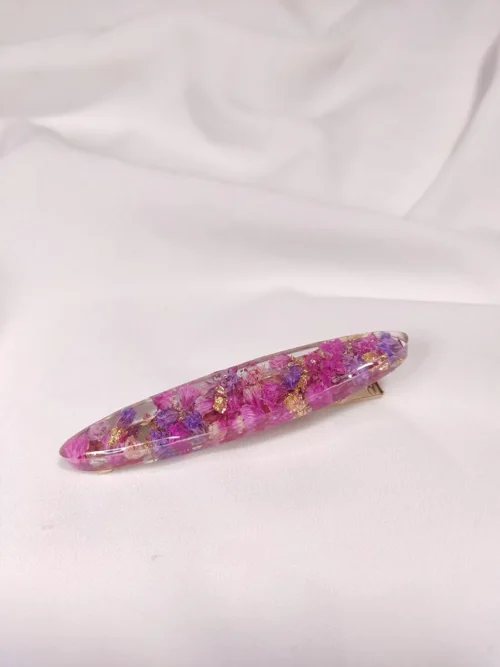 HAIRACCESSORIES-0008 (1) Κλιπ μαλλιών λεπτό με μοβ & ροζ λουλούδια