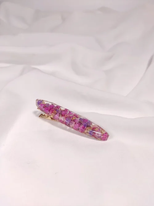 HAIRACCESSORIES-0008 (2) Κλιπ μαλλιών λεπτό με μοβ & ροζ λουλούδια