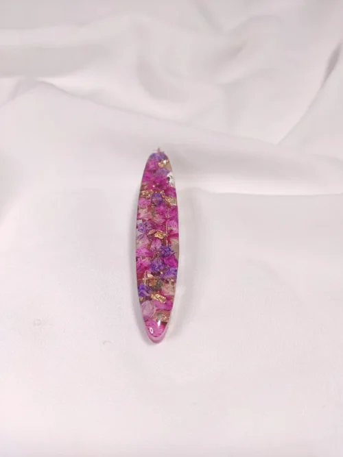 HAIRACCESSORIES-0008 (3) Κλιπ μαλλιών λεπτό με μοβ & ροζ λουλούδια