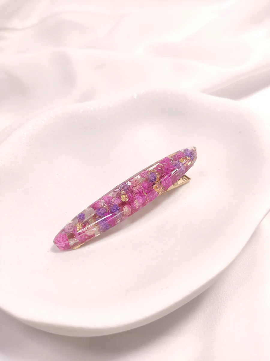 HAIRACCESSORIES-0008 Κλιπ μαλλιών λεπτό με μοβ & ροζ λουλούδια