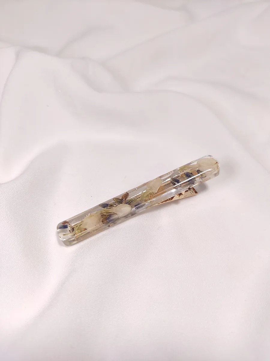 Κλιπ μαλλιών λεπτό με ανθάκια από γιασεμί & λεβάντα