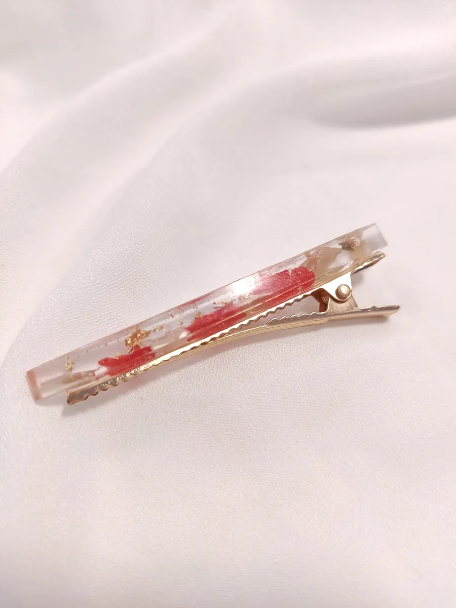 HAIRACCESSORIES-0012 (1) Κλιπ μαλλιών με κόκκινα & λευκά πέταλα ορτανσίας