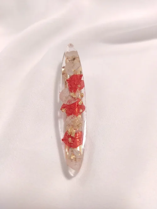 Κλιπ μαλλιών με κόκκινα & λευκά πέταλα ορτανσίας