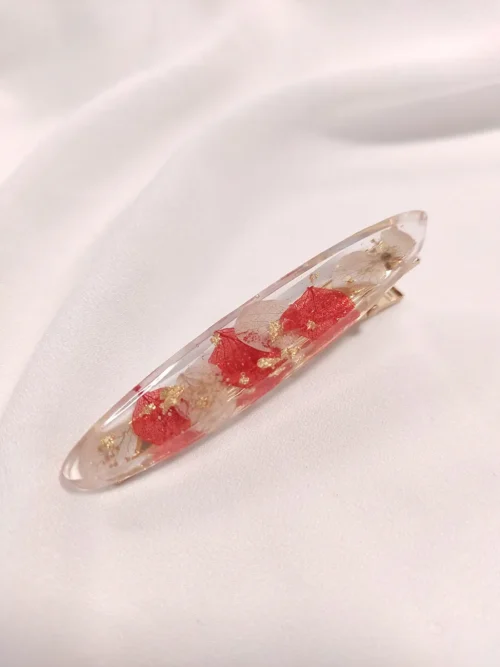 Κλιπ μαλλιών με κόκκινα & λευκά πέταλα ορτανσίας