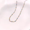 NECKLACE-0042 Αλυσίδα ατσάλινη χρυσή με τιρκουάζ σμάλτο
