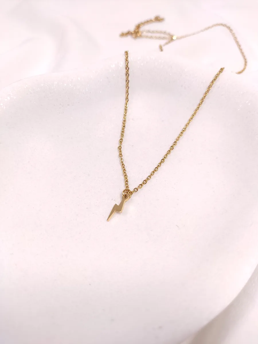 Αλυσίδα ατσάλινη χρυσή με κεραυνό