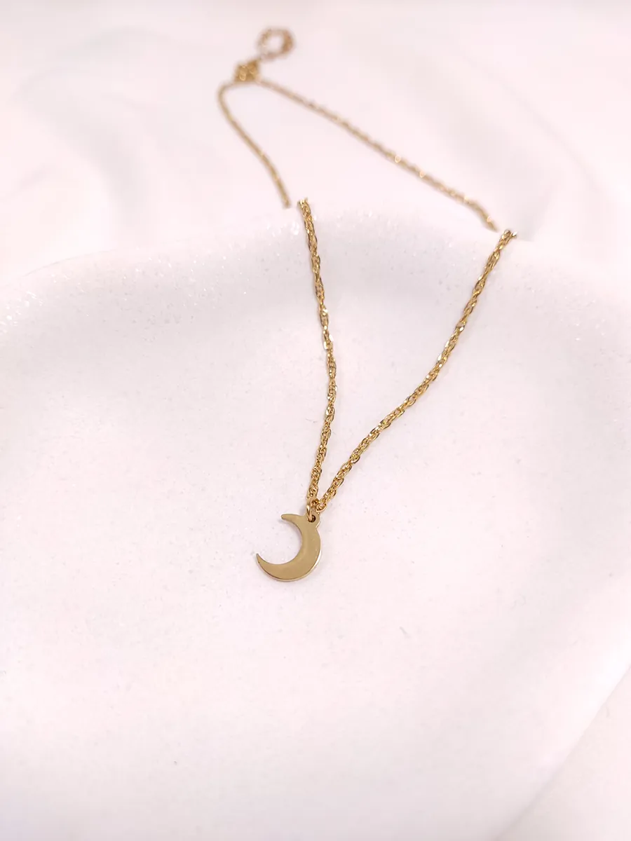 Αλυσίδα ατσάλινη χρυσή με ημισέληνο