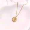 NECKLACE-0048 Αλυσίδα ατσάλινη χρυσή με στρογγυλό στοιχείο ήλιο