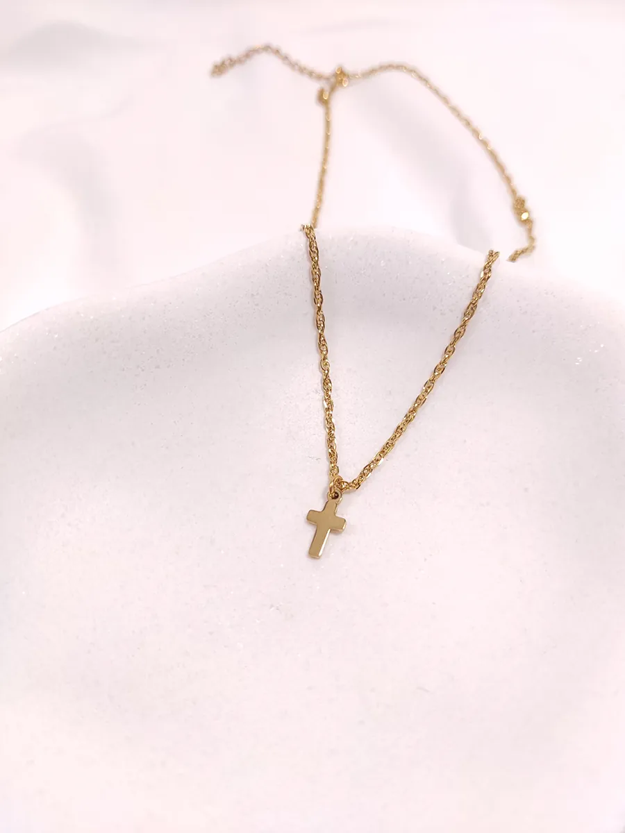 Αλυσίδα ατσάλινη χρυσή με σταυρό