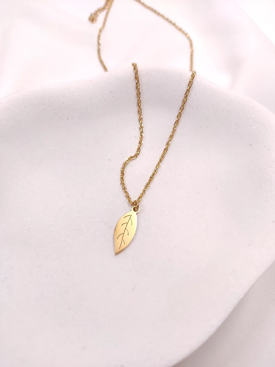 Αλυσίδα ατσάλινη χρυσή με φύλλο