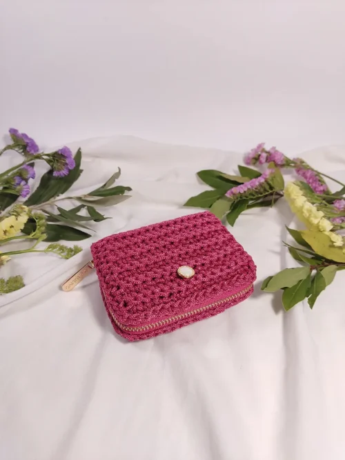 WALLET-0018 (4) Πορτοφόλι μικρό με 1 φερμουάρ φούξια