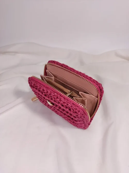 WALLET-0018 (6) Πορτοφόλι μικρό με 1 φερμουάρ φούξια